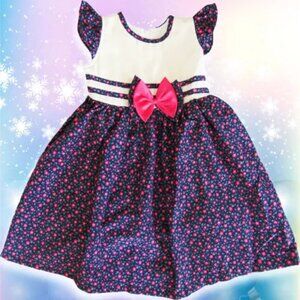 NWT GIRLS KIDS FASHION CUTE FLOWERS PRINCESS NAVY FLORAL CHILDREN DRESS SIZE 4